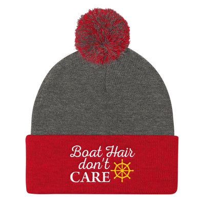 Boat Hair Don't Care Pom Pom Beanie - TheBoatersBay